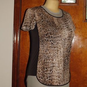 Nygard Animal Print Hi-Lo Tunic SS Top